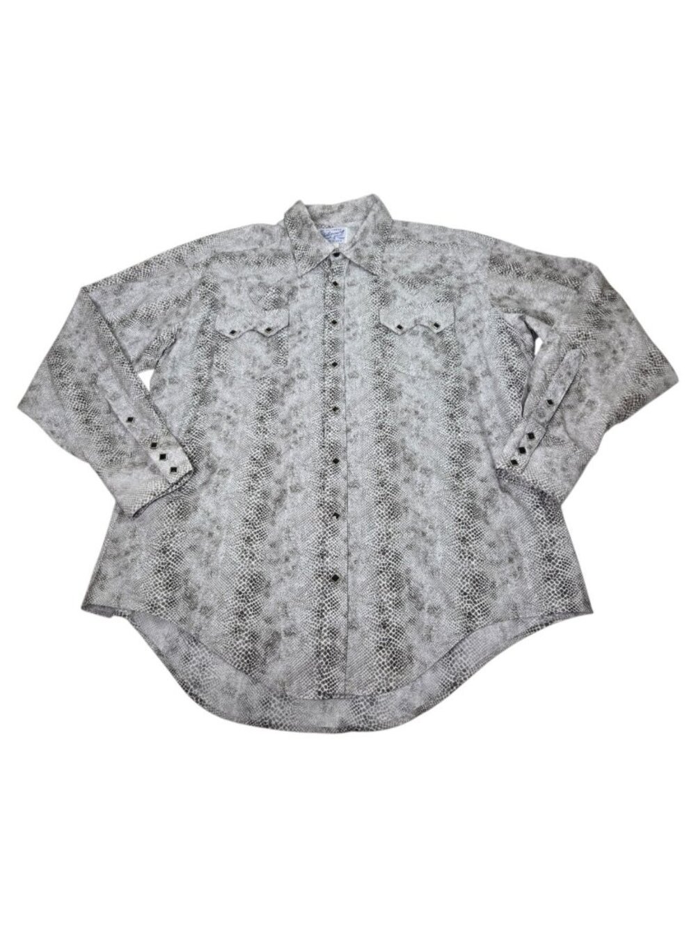 Vintage Rockmount Ranch Wear Snakeskin Print Western Shirt Diamond Snaps Mens XL
